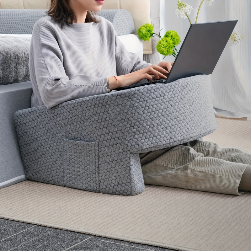 U-shaped memory foam armrest cushion, ideal for reading and working.