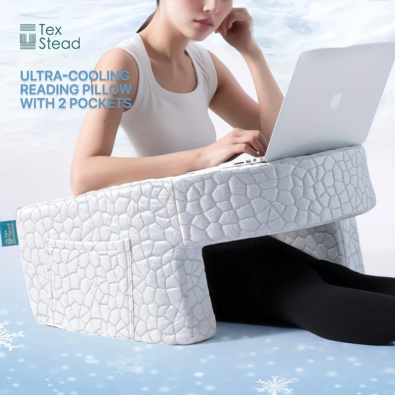 U-shaped memory foam armrest cushion, ideal for reading and working.