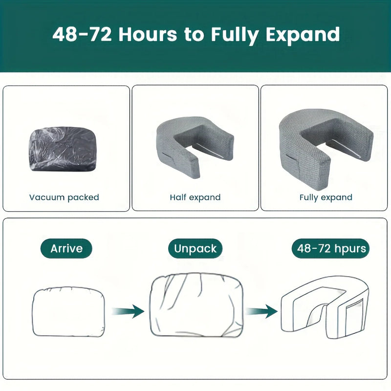 U-shaped memory foam armrest cushion, ideal for reading and working.