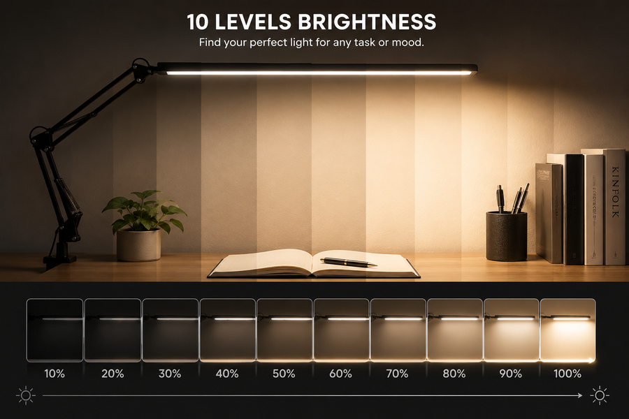 10 levels. From barely-there to full beam.