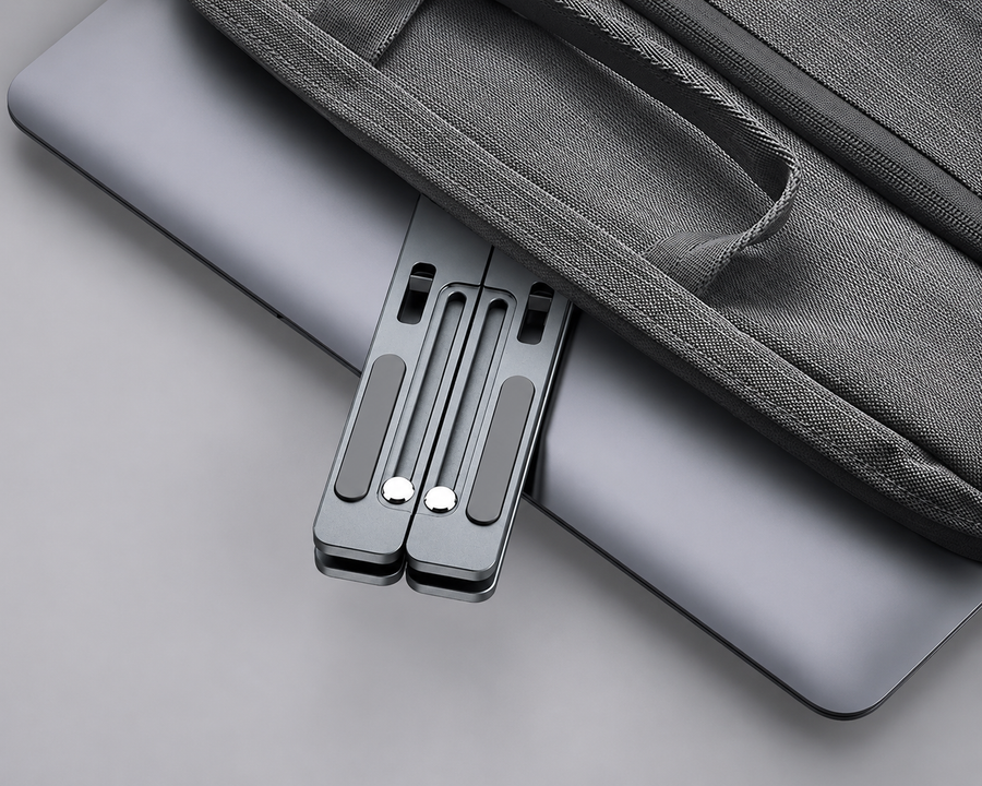 Folds. Goes in the bag. Comes with you.