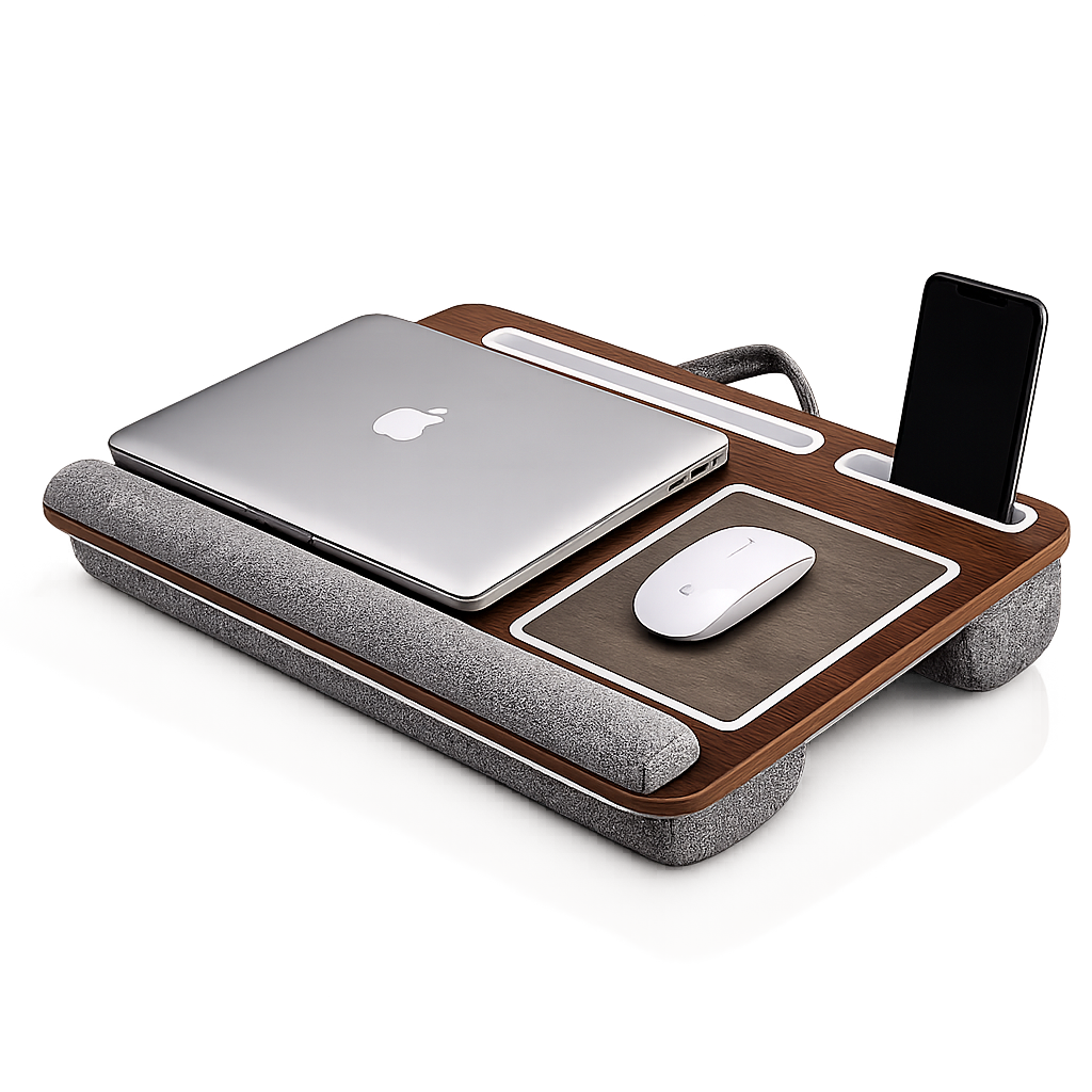 Multi Purpose Laptop Desk Leg Table Design of Double Groove Anti Slip Bar Embedded Mouse Pad Use with Sofa Bedroom Portable