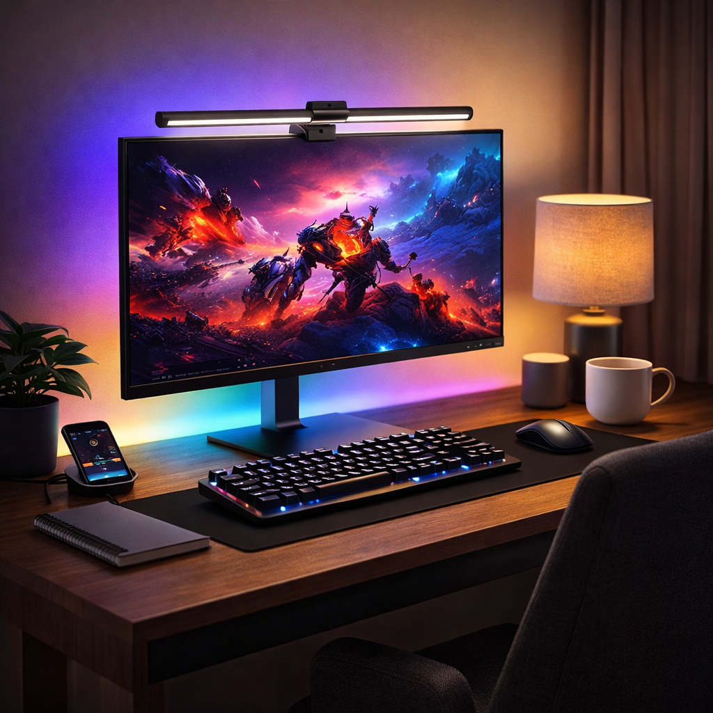 RGB Monitor & Desktop LED Light Bar — Colour-Changing Bias Lighting