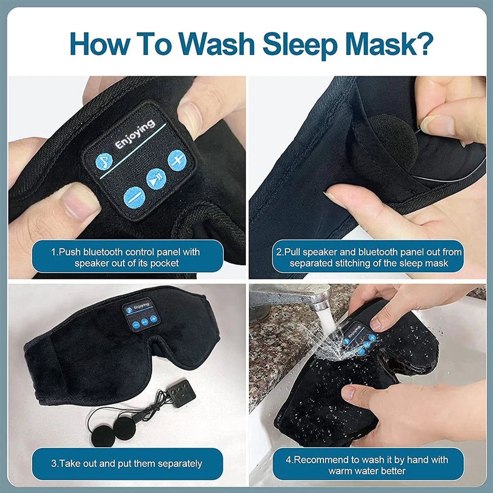 Mask For Sleep Headphones Bluetooth 3D Eye Mask MuHush Bluetooth Sleep Mask with Built-In Headphonessic Play Sleeping Headphones with Built-in HD Speaker
