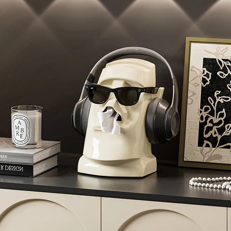 Moai Desktop Organiser for Glasses, Headset & Tissues