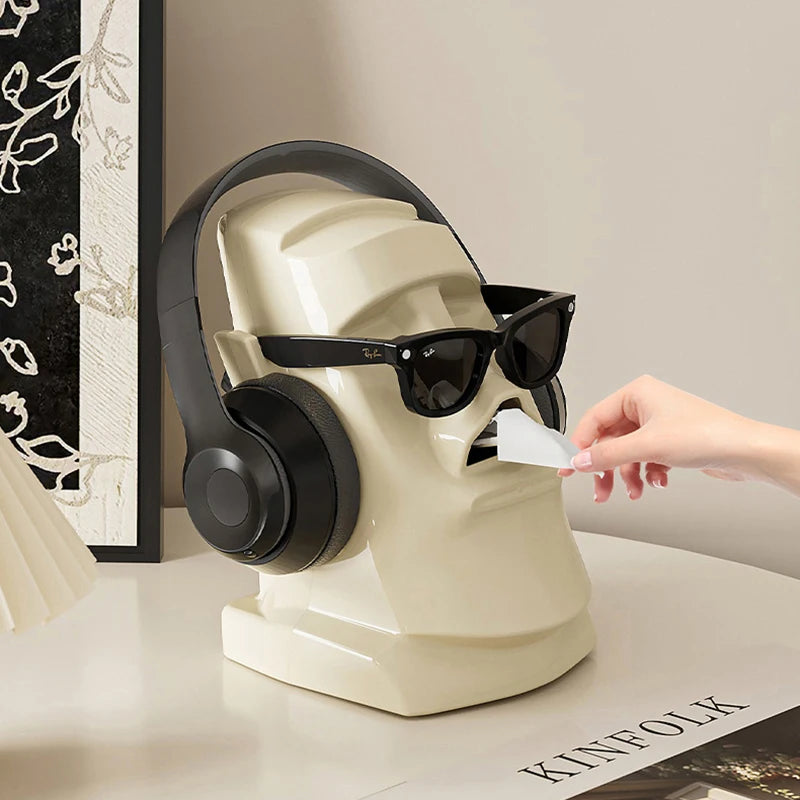 Moai Desktop Organiser for Glasses, Headset & Tissues