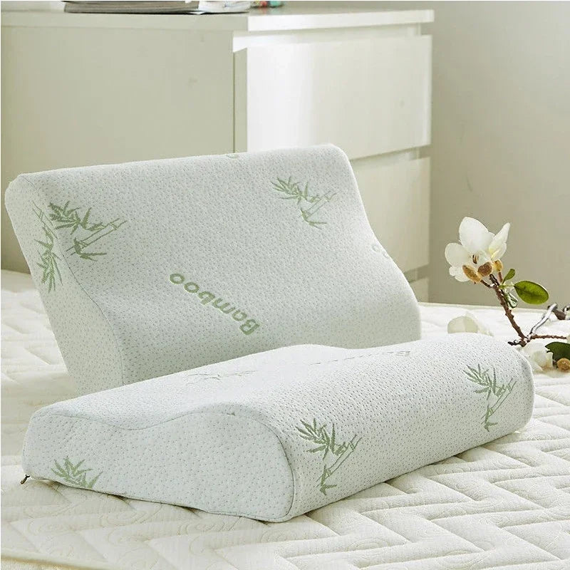 Traction Memory Foam Cervical Spine Pillow - 100% Bamboo Fiber