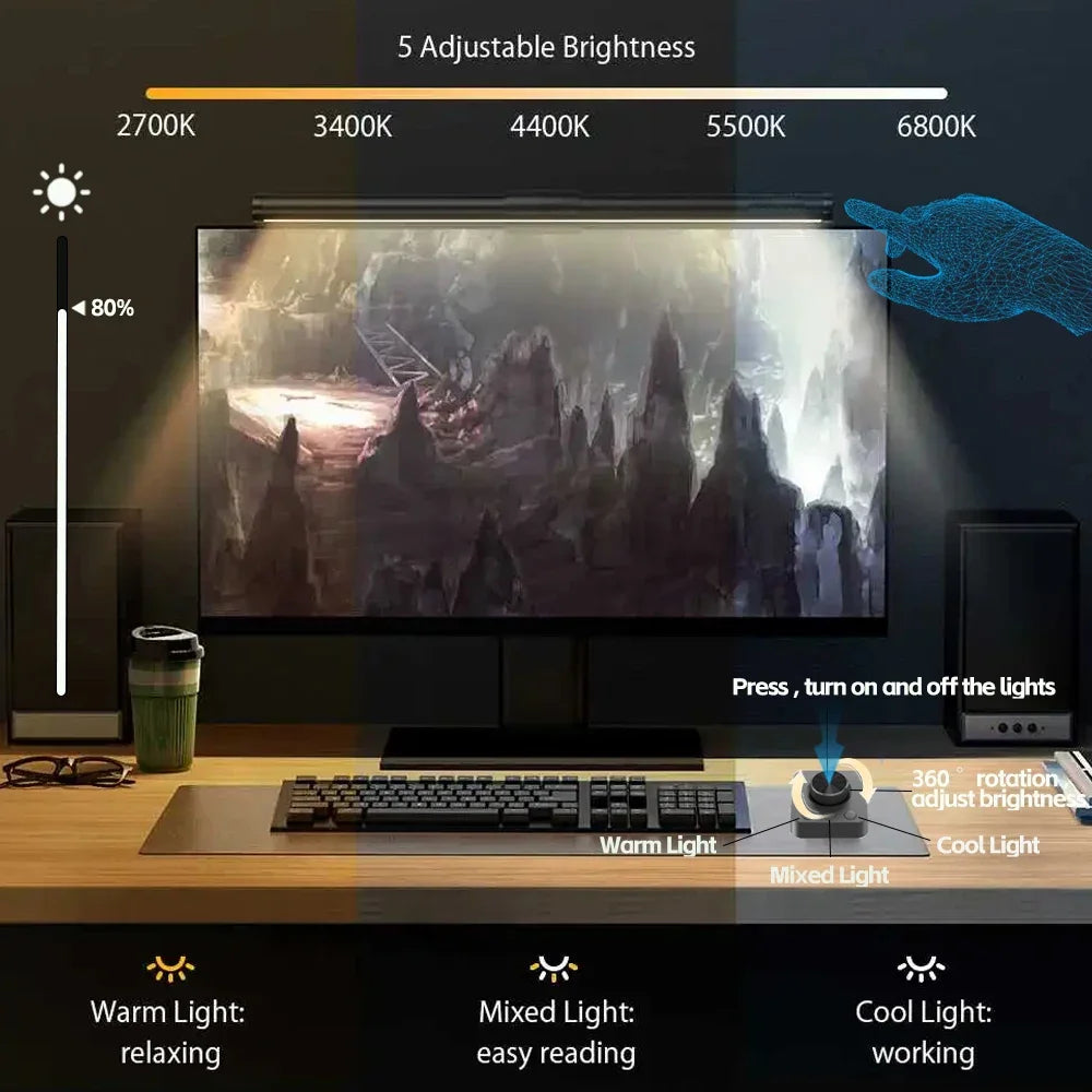 RGB Monitor & Desktop LED Light Bar — Colour-Changing Bias Lighting