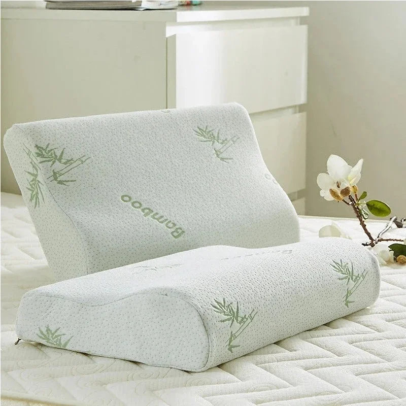 Traction Memory Foam Cervical Spine Pillow - 100% Bamboo Fiber