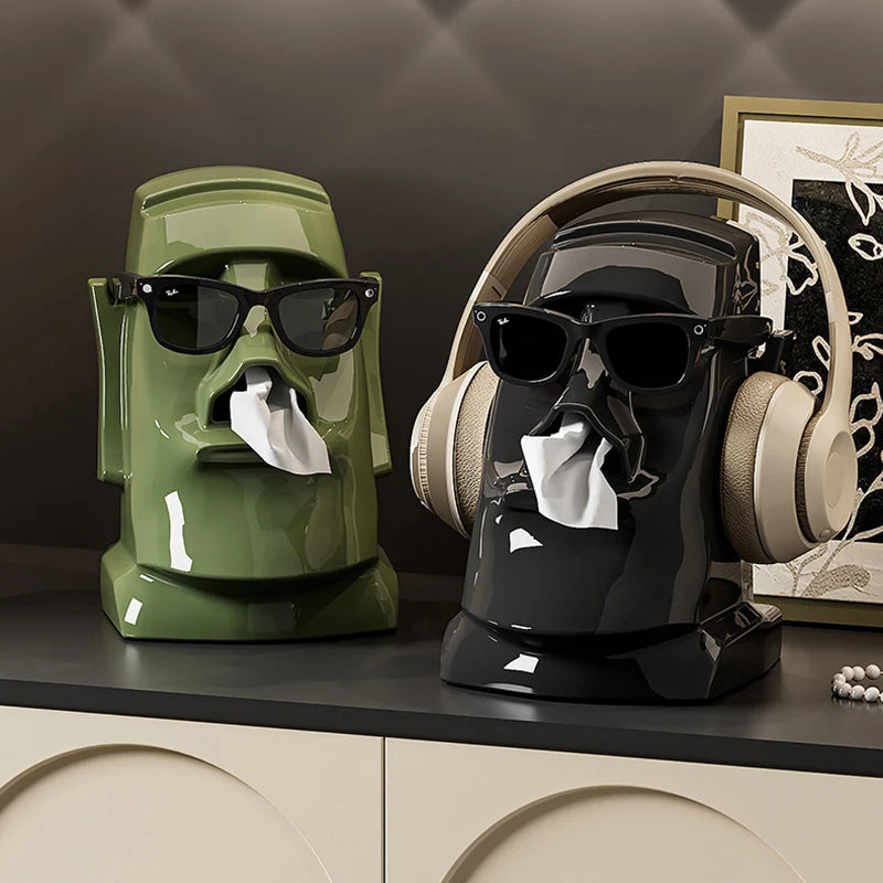 Moai Desktop Organiser for Glasses, Headset & Tissues
