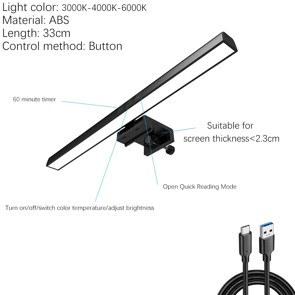 RGB Monitor & Desktop LED Light Bar — Colour-Changing Bias Lighting