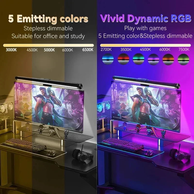 RGB Monitor & Desktop LED Light Bar — Colour-Changing Bias Lighting
