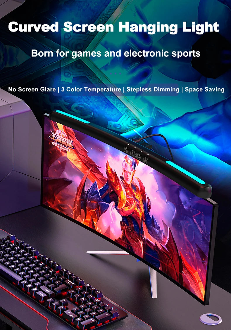 RGB Monitor & Desktop LED Light Bar — Colour-Changing Bias Lighting
