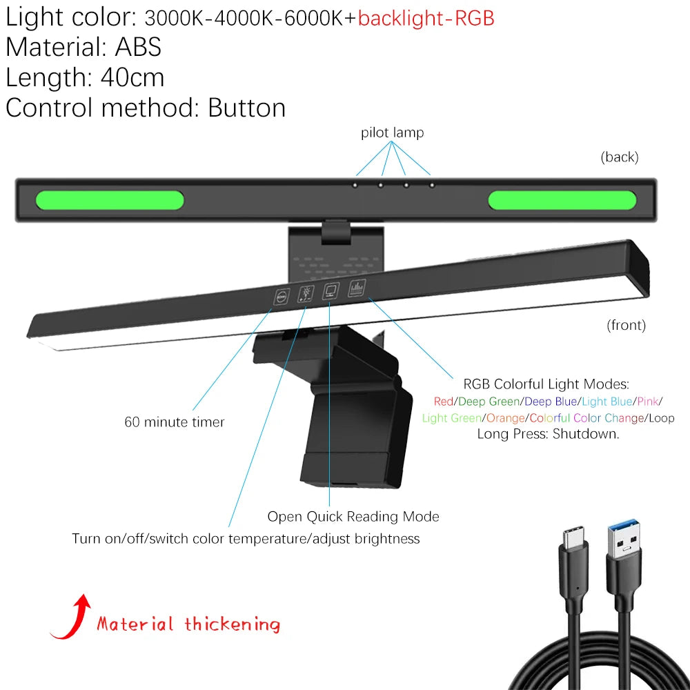 RGB Monitor & Desktop LED Light Bar — Colour-Changing Bias Lighting