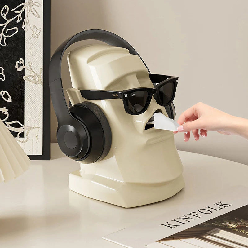 Moai Desktop Organiser for Glasses, Headset & Tissues