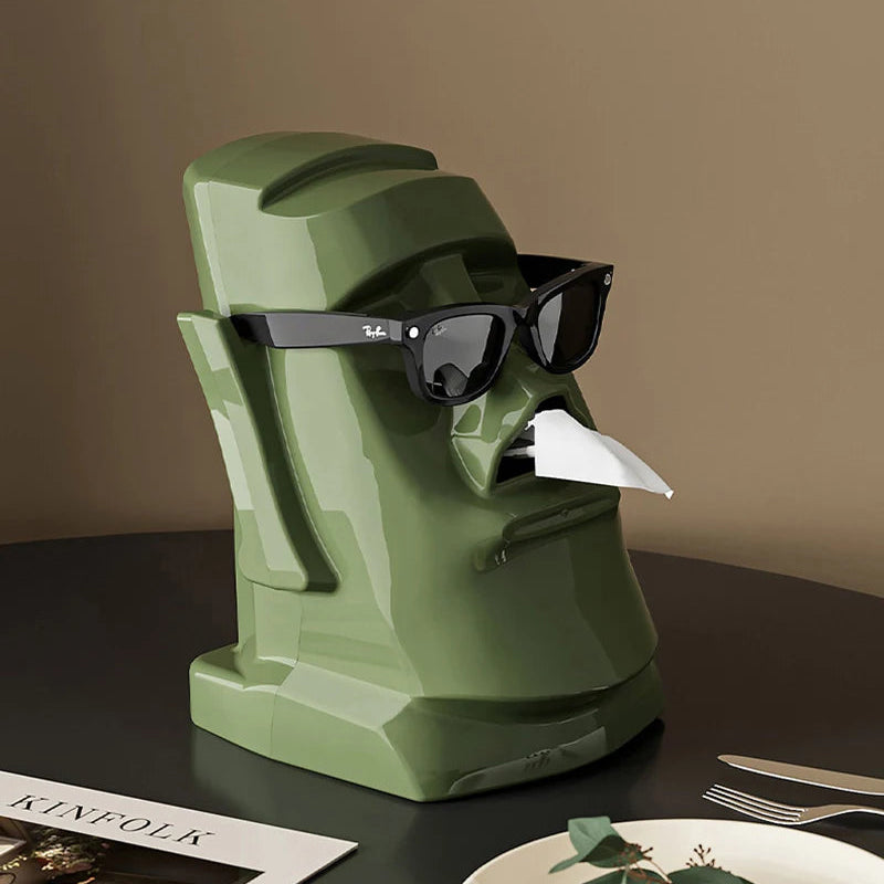 Moai Desktop Organiser for Glasses, Headset & Tissues