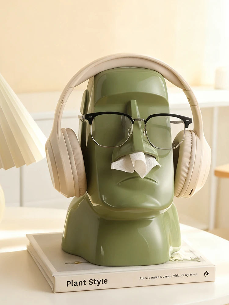 Moai Desktop Organiser for Glasses, Headset & Tissues