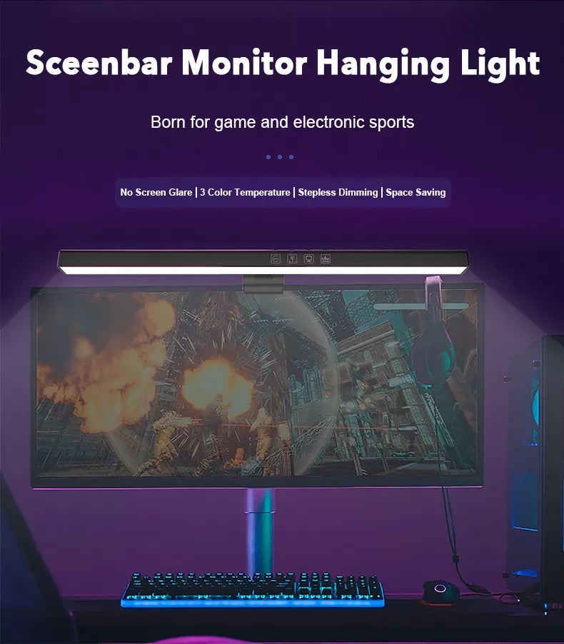 RGB Monitor & Desktop LED Light Bar — Colour-Changing Bias Lighting