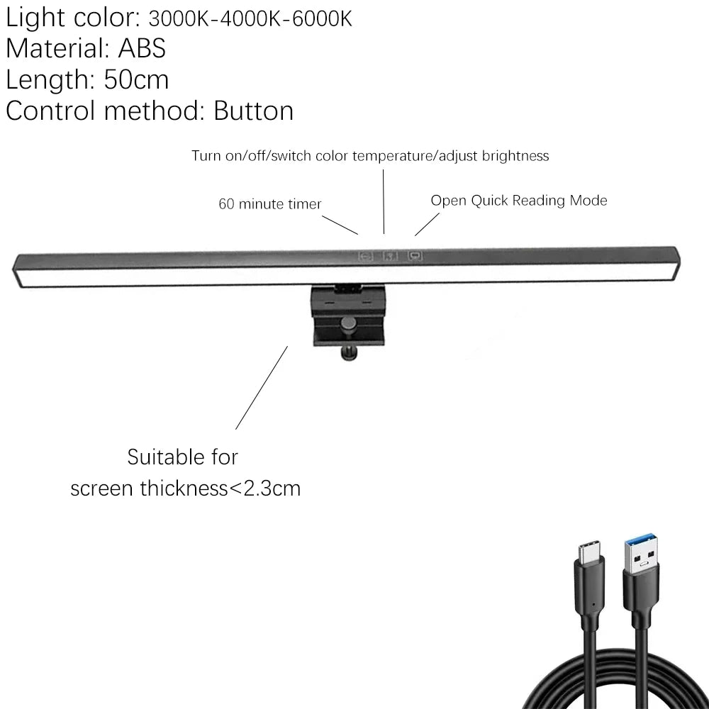 RGB Monitor & Desktop LED Light Bar — Colour-Changing Bias Lighting