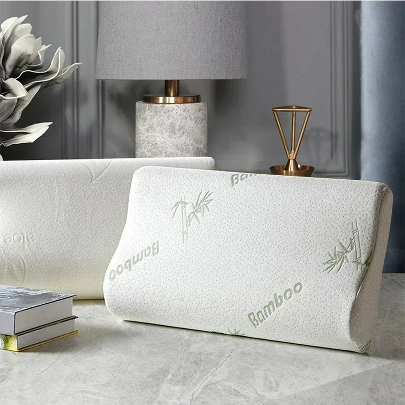 Traction Memory Foam Cervical Spine Pillow - 100% Bamboo Fiber