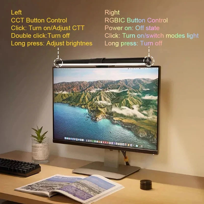 RGB Monitor & Desktop LED Light Bar — Colour-Changing Bias Lighting