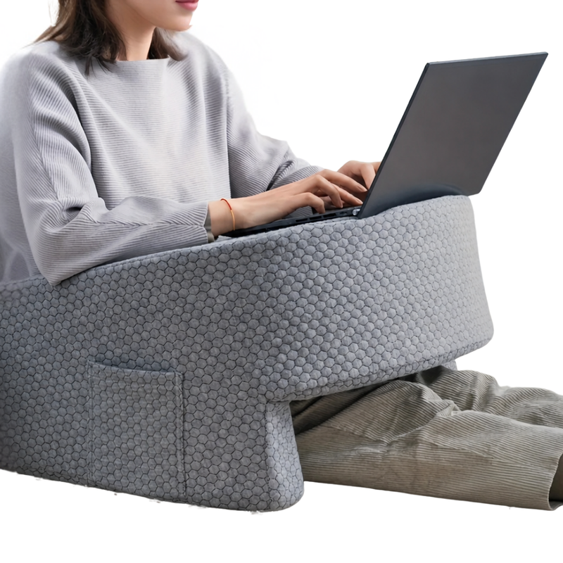 U-shaped memory foam armrest cushion, ideal for reading and working.